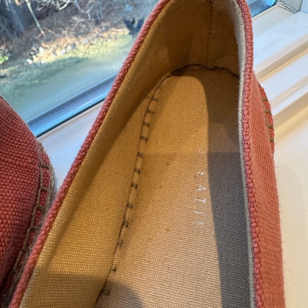 Kelly&Katie Sayeva summer espadrilles. Coral with cutout pattern. Like new - Picture 6 of 11